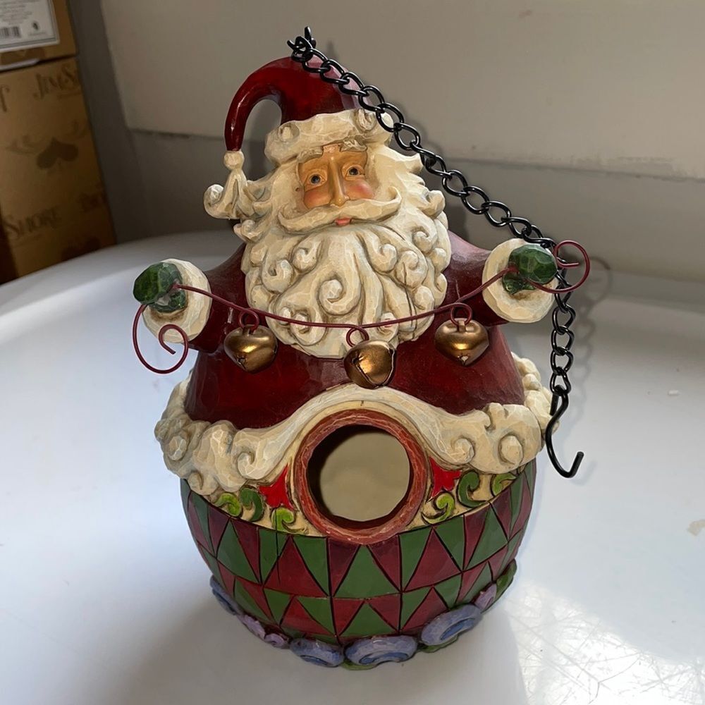 Jim Shore 2008 Santa Claus holding jingle bells birdhouse 4012992